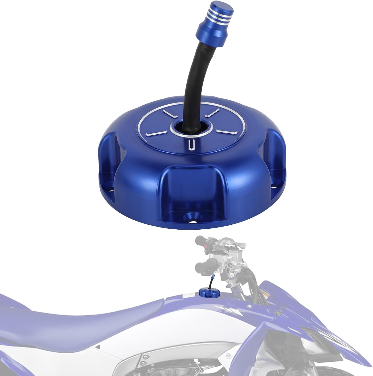 ATV Gas Cap CNC for YFZ 450 YFZ450R 2009-2025 YFZ450 2004-2009 2012-2013 YFZ450X 2009-2011 Blue,Aluminum Venting Solid CNC-Machined Aluminum Built-In One-Way Vent Leak-Proof Flexible Gasket