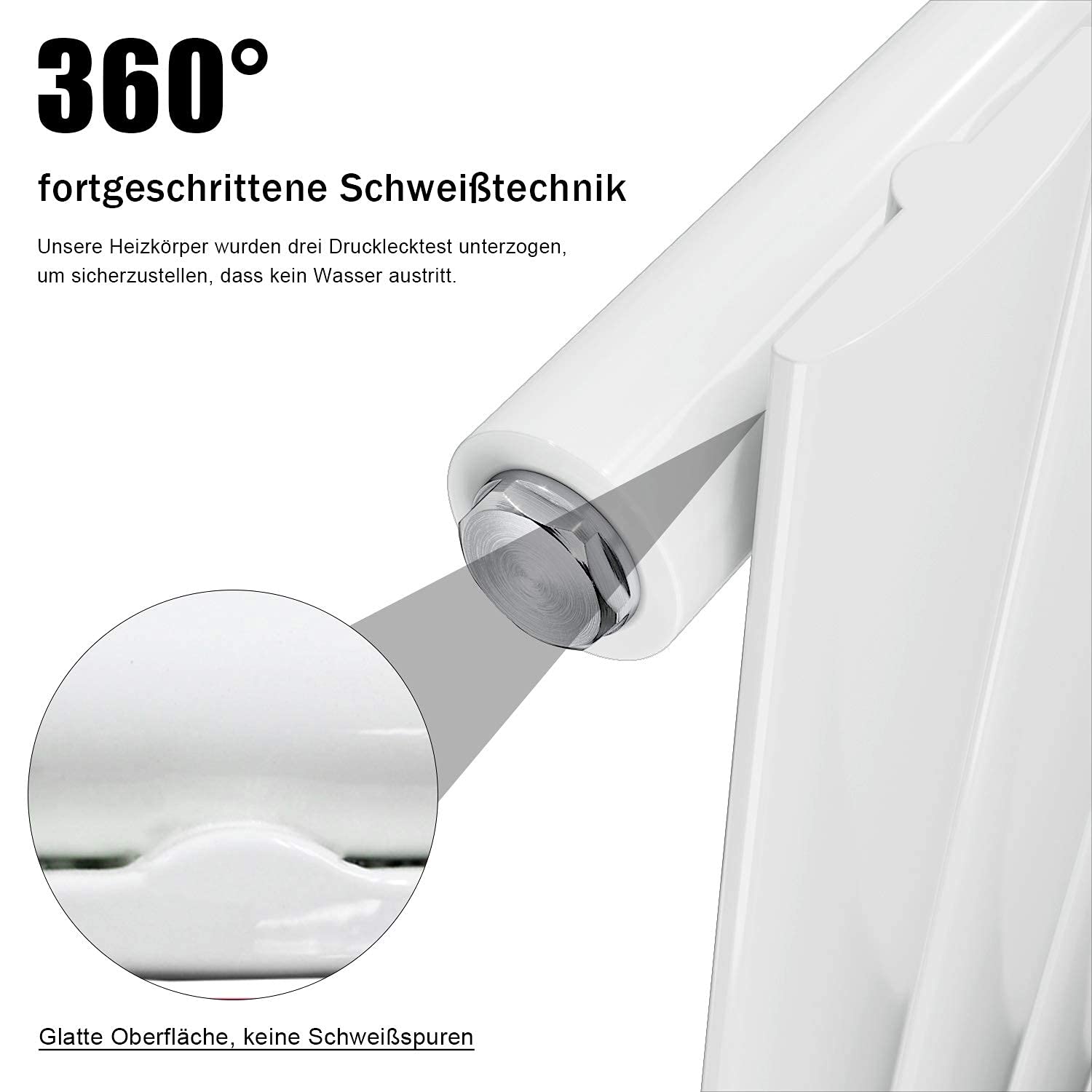 ELEGANT Heizkörper Flach 1600x308mm Weiß Vertikal mit Chrom Multiblock Thermostat Mittelanschluss