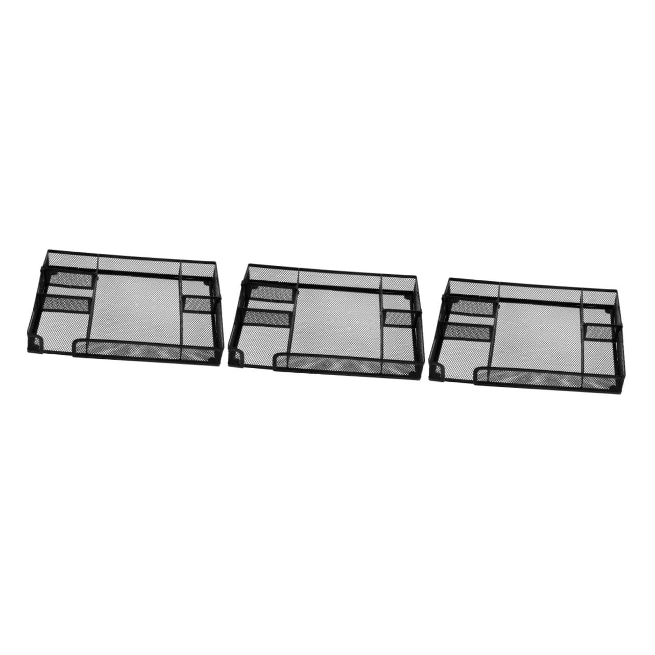 Housoutil 3 Pezzi Organizer Scrivania in con Scomparti Vassoio per Cassetto Ufficio Organizer Piccolo per Accessori Scrivania Nero Resistente