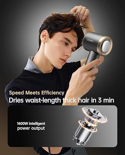 Miniatura 2 de Secador de pelo, secador de pelo iónico CONFU con difusor para cabello rizado, secador de pelo profesional de alta velocidad de 110,000 RPM, secador