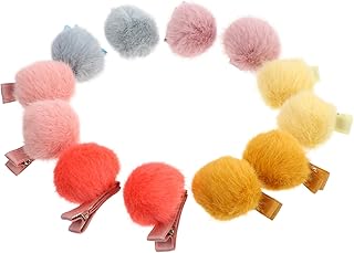12pcs Children's Fur Ball Hair Clip Pom Fur Barrette Alligator Clips Bridesmaids Hair Barrette Bride Hair Clip Baby Girl Hair Clips Hair Clips for Fluffy Ball Hair Clip