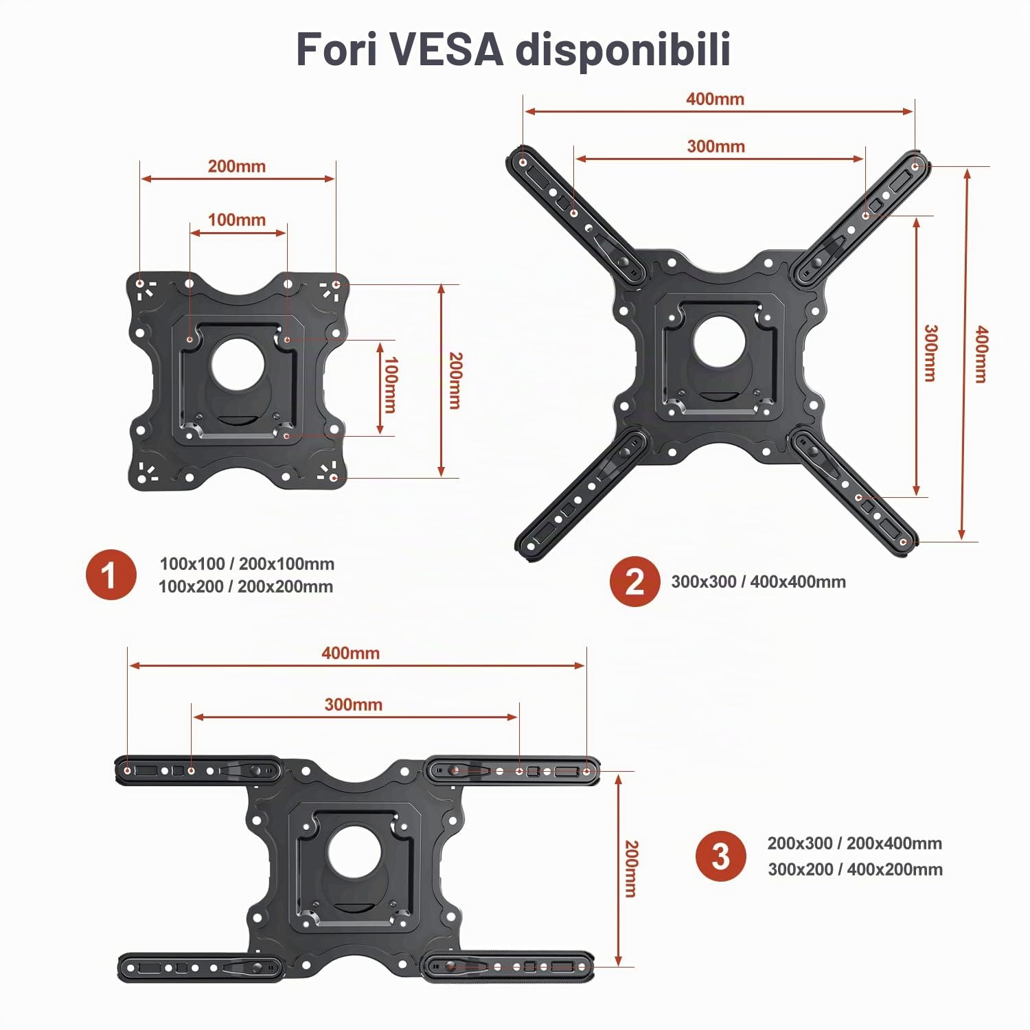 Ergosolid Parete, Alta qualità per TV LCD e LED 32-55 Pollici, Supporto Ultra Resistente, Braccio Girevole ed Estendibile, Nero, Unico