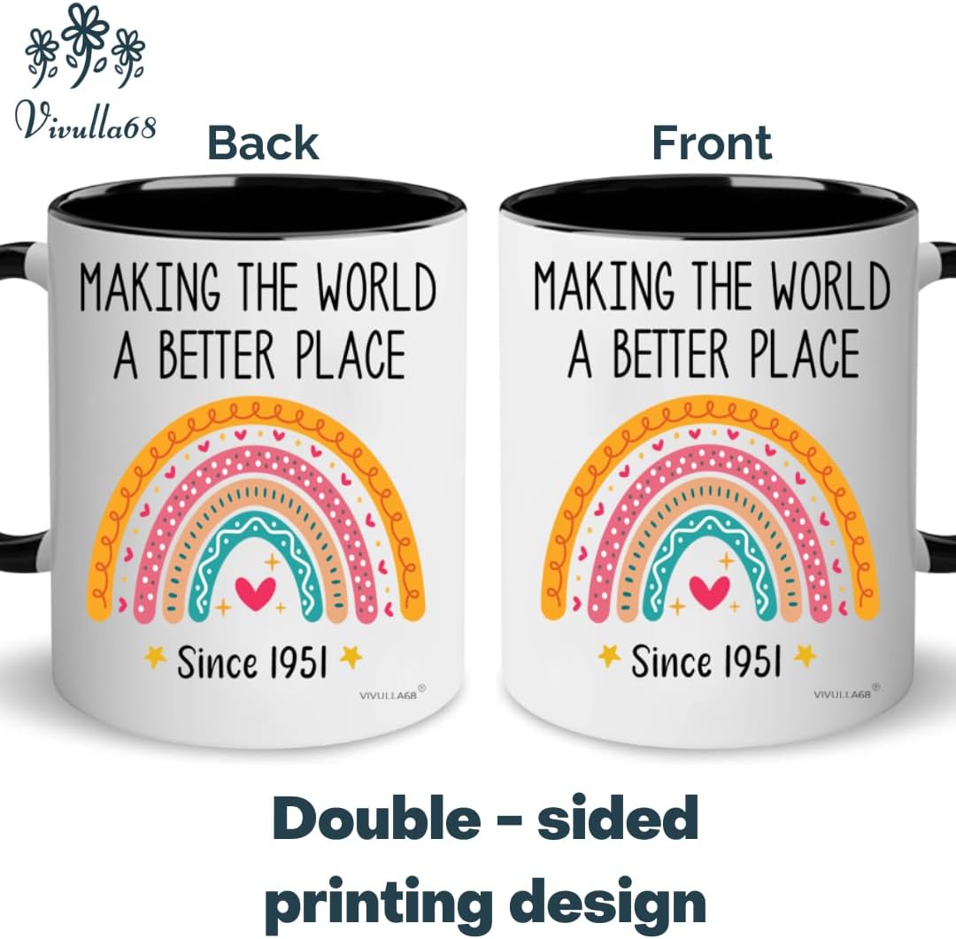 Vivulla68 75th Birthday Gifts For Women Men, Gift For 75 Year Old Woman, 1951 Birthday Gifts For Women, Birthday Gift For Woman Turning 75, 75th Birthday Coffee Mug, 1951 Bday Cup 11Oz - Image 3