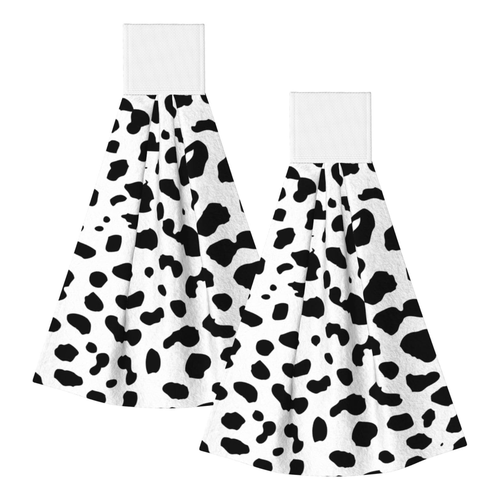 DOPKLNA Dalmatian Dog Print Black Spot, 2 Pcs Hanging Coral Fiber Hand Towels for Bathroom, Absorbent Kitchen Towels