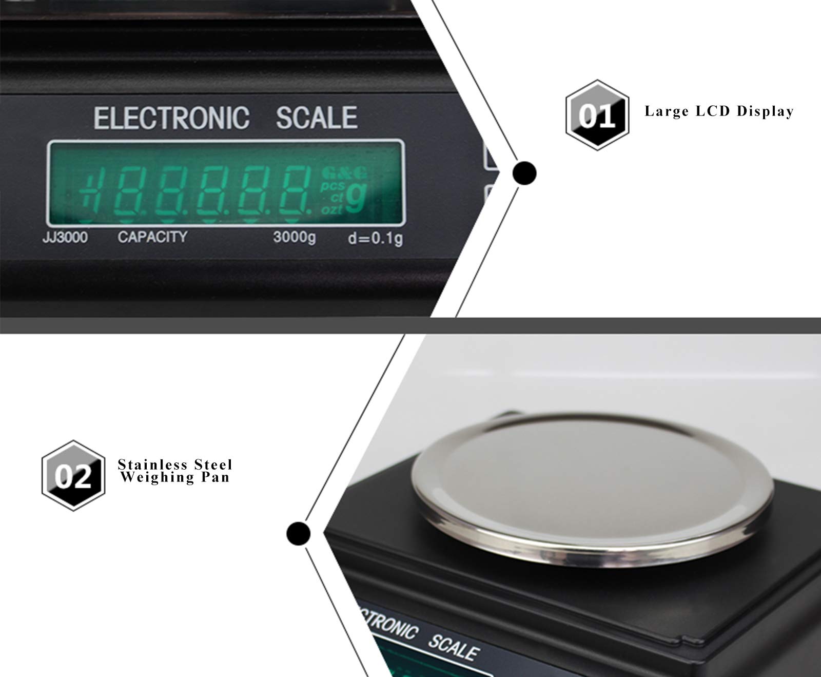 Básculas de Laboratorio Balanzas de Laboratorio Báscula Analítica Electrónica de Precisión de Laboratorio 100 x 0,01 g Pantalla LCD Grande con Interfaz RS232 Conversión de 3 Unidad