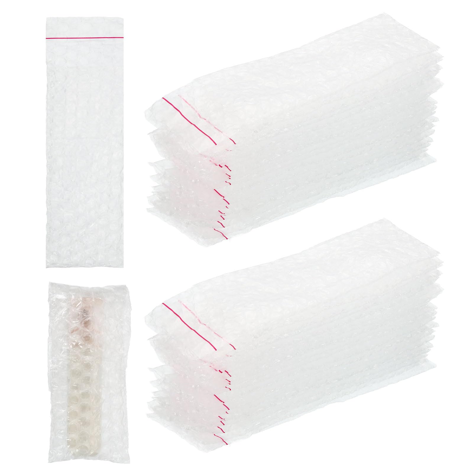 PATIKIL Clear Self Sealing Bubble Bags, (5x18cm) (200 Pcs), Lightweight Economic Bubble Wrapping Pouches Double Walled Pouches Cushioning, Suit for - Mailing Shipping/Packaging/Storage