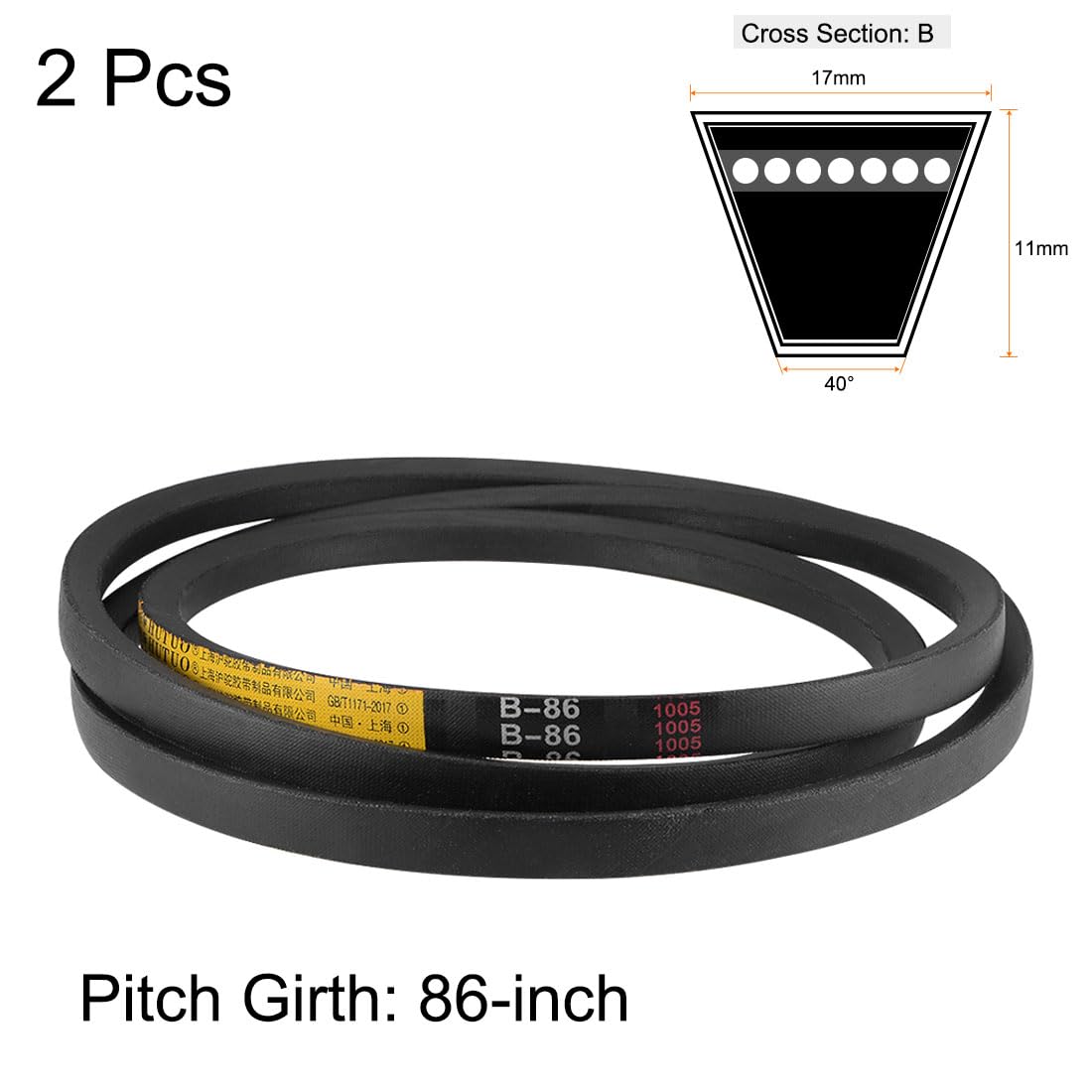 Uxcell B48 V-Belts 48" Pitch Length, B-Section Rubber Drive Belt 2pcs