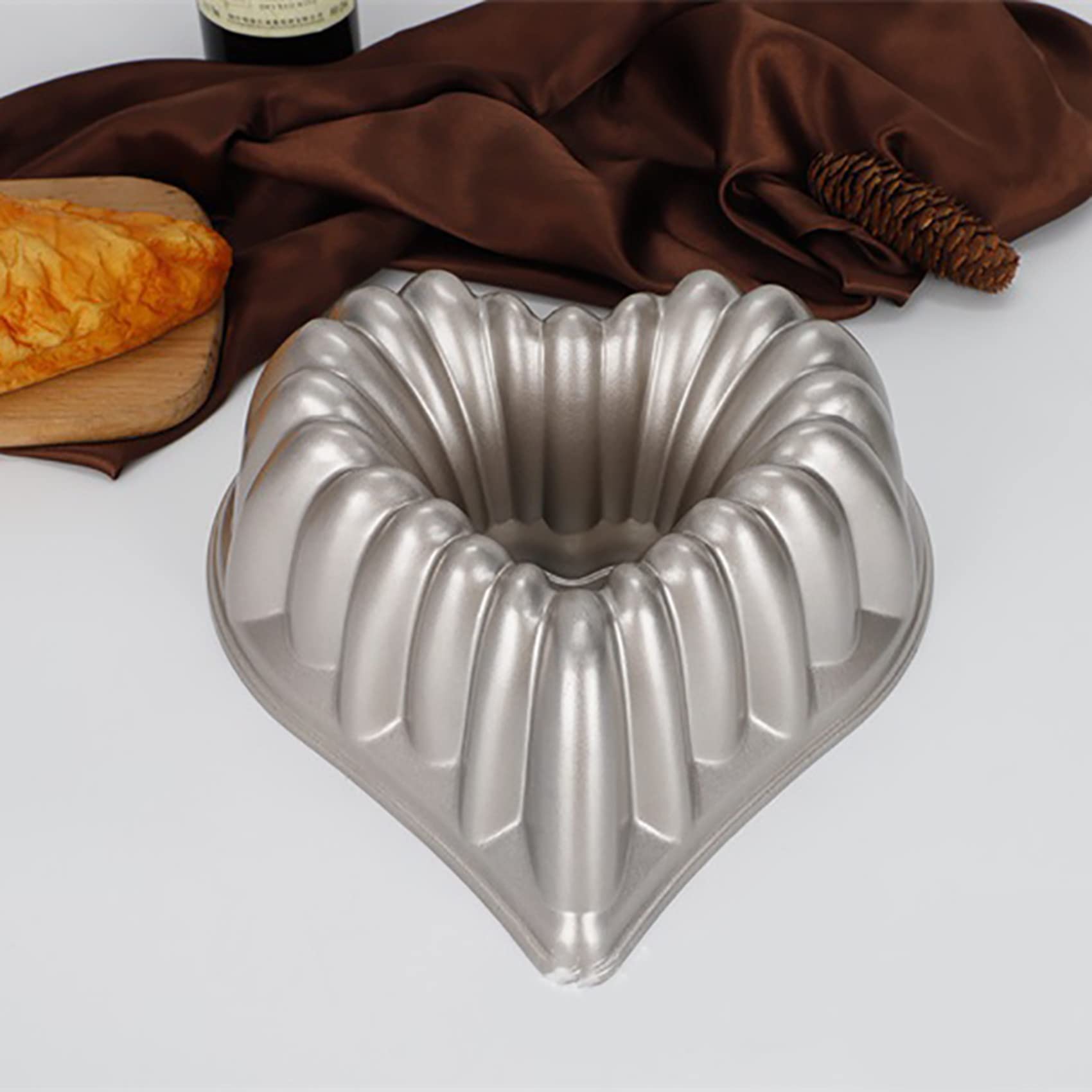 VENOAL Lot de 2 moules à gâteau Charlotte en forme de cœur, moule à gâteau en aluminium, moule à dessert, mousse, outil de cuisine anti-adhésif