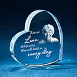 Personalized Photo Sympathy Gifts Memorial Bereavement Gifts Crystal Glass Heart Condolence Gifts for Loss of Loved One, Loss of Father, Loss of Mother Custom Picture Remembrance Gift for Mom Husband
