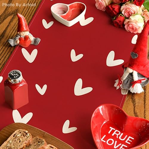 Miniatura 4 de Artoid Mode Camino de mesa White Love para el día de San Valentín decoración de mesa de comedor de cocina aniversario de temporada para fiestas en