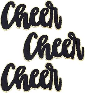 Amazon.com: HOBBIESAY 3Pcs 5Inches Black Cheer Chenille Letter Patch ...
