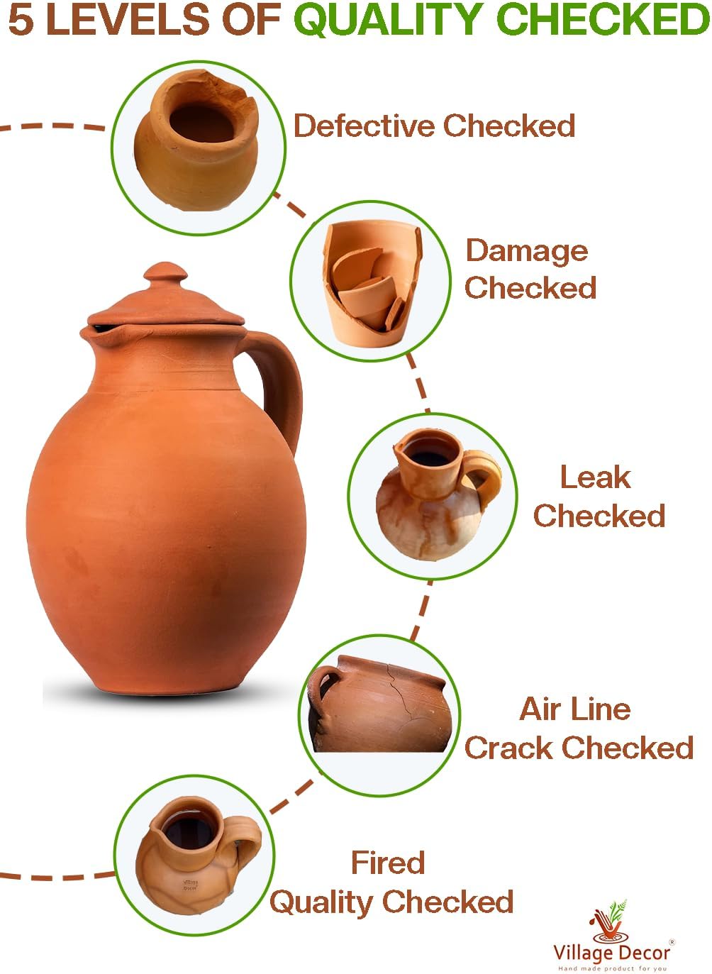 Village Decor Terracotta Water Jug collections (3L Jug with Lid)