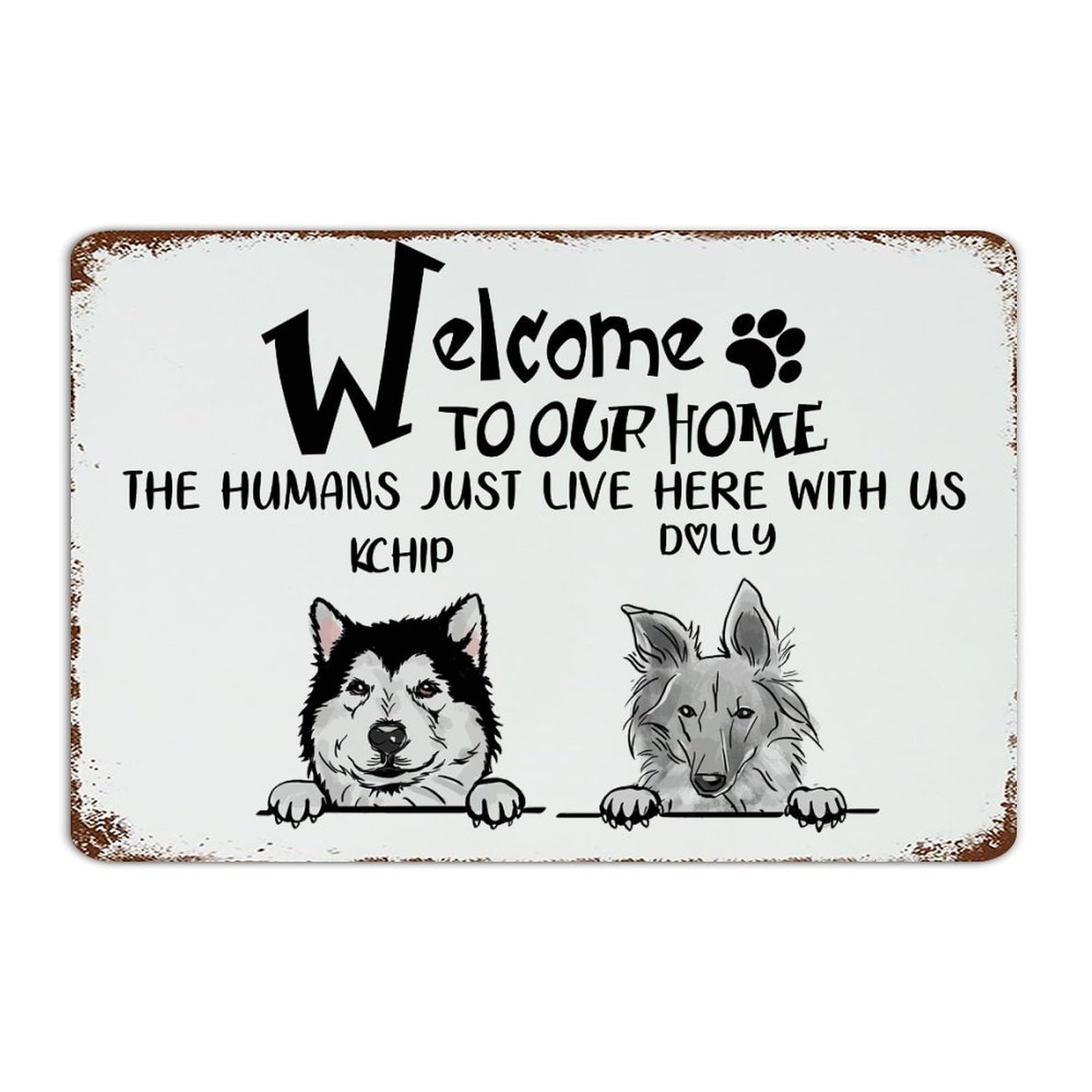 Plaque en métal bienvenue deco maison originale pour les amoureux des bêtes