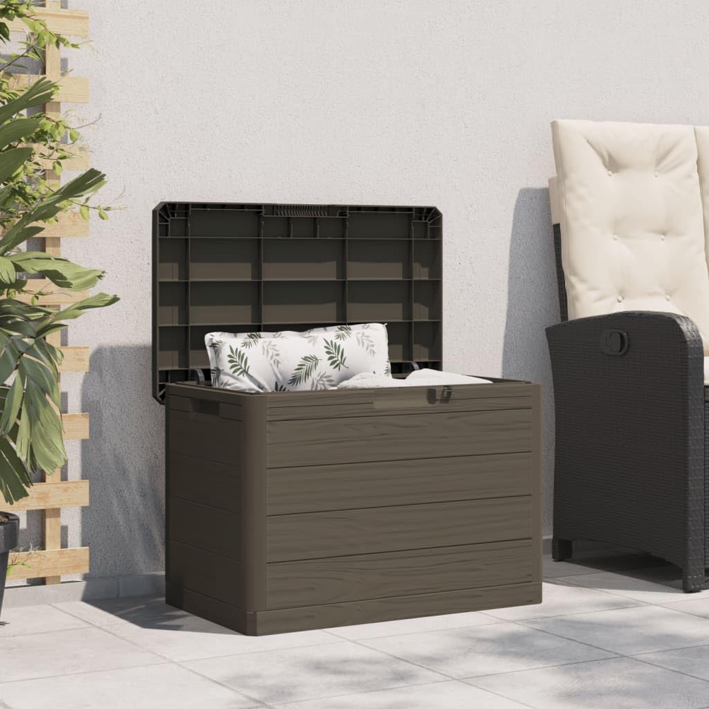 ShGaxin Skrzynia na poduszki z polipropylenu brązowy 77,5x44,5x53 cm, Arcon zewnętrzna, skrzynie na patio, skrzynie do przechowywania na zewnątrz, skrzynia tarasowa - 366604