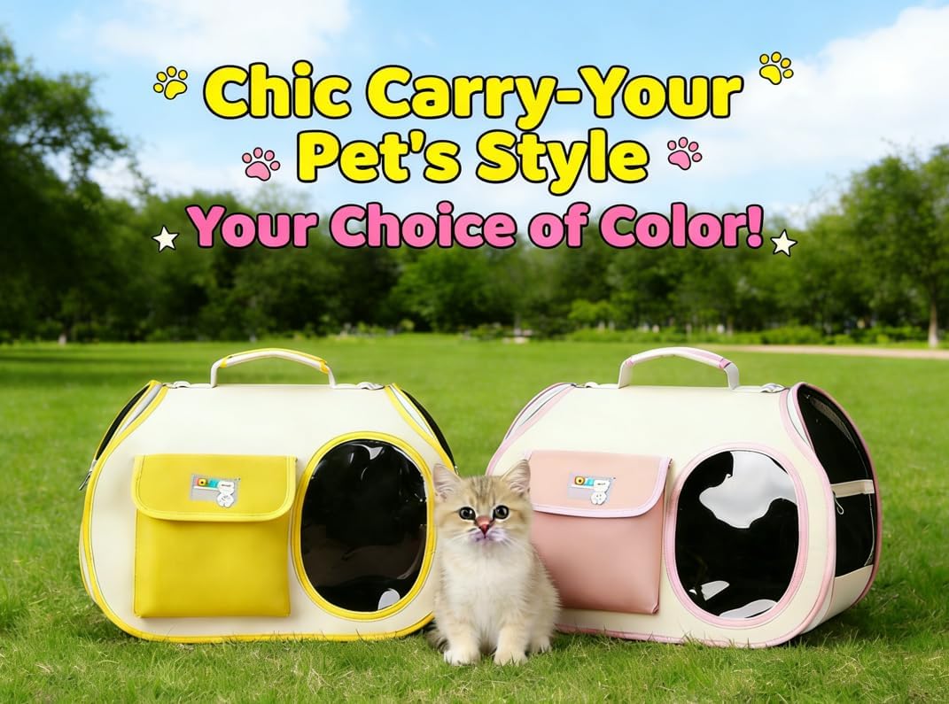 Dog Purse Carrier for Small Dogs- Pet Carrier Purse for Cat, Soft Sided Dog Carrier for Small Animals,Collapsible Breathable Lightweight Pet Carrier Sling for Outing Travel Vet-LightYellow