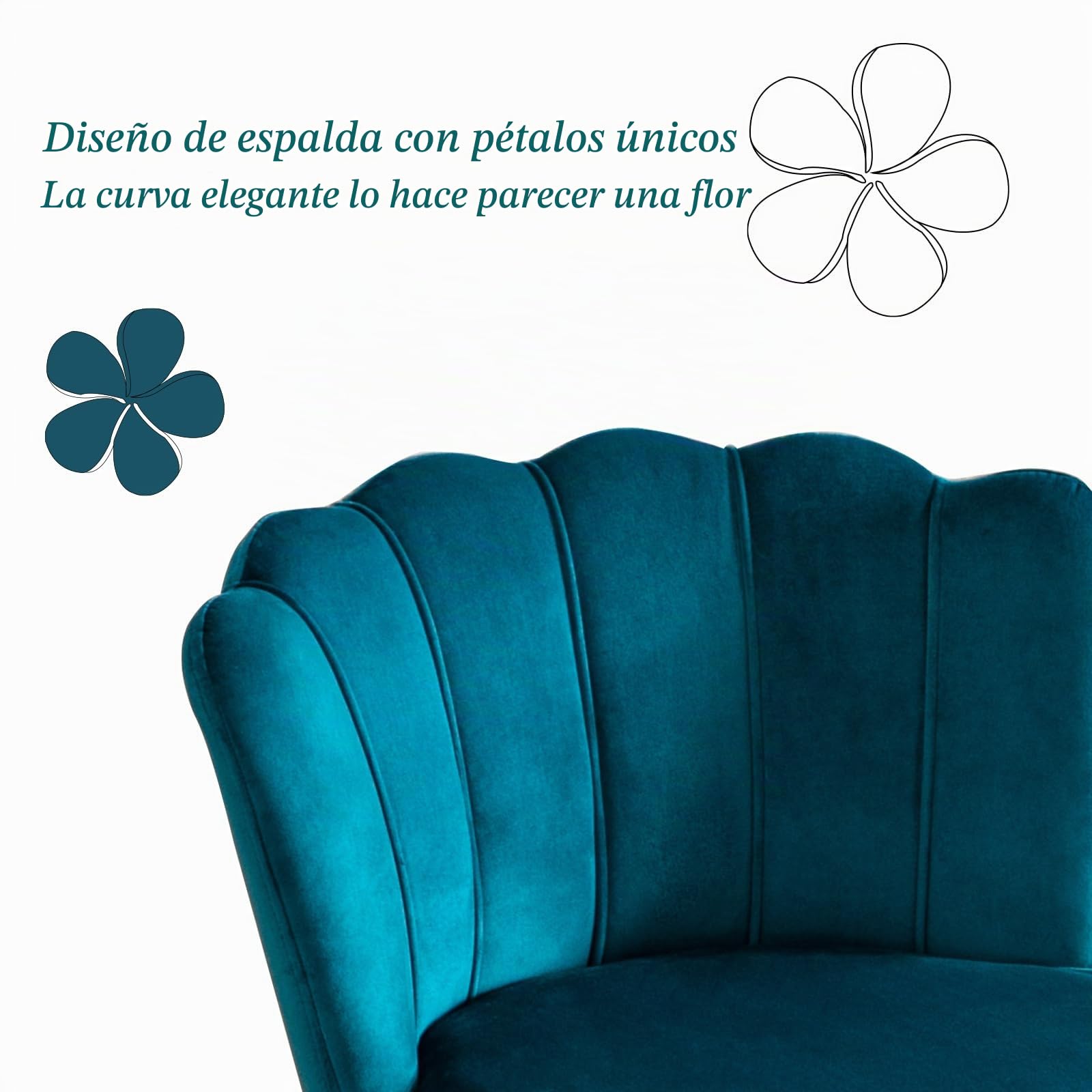 chairus 2PCS Taburetes Bar de Terciopelo con Respaldo Floral, Turquesa | Patas Metálicas, con Reposapiés, Elegante, Taburetes Altos