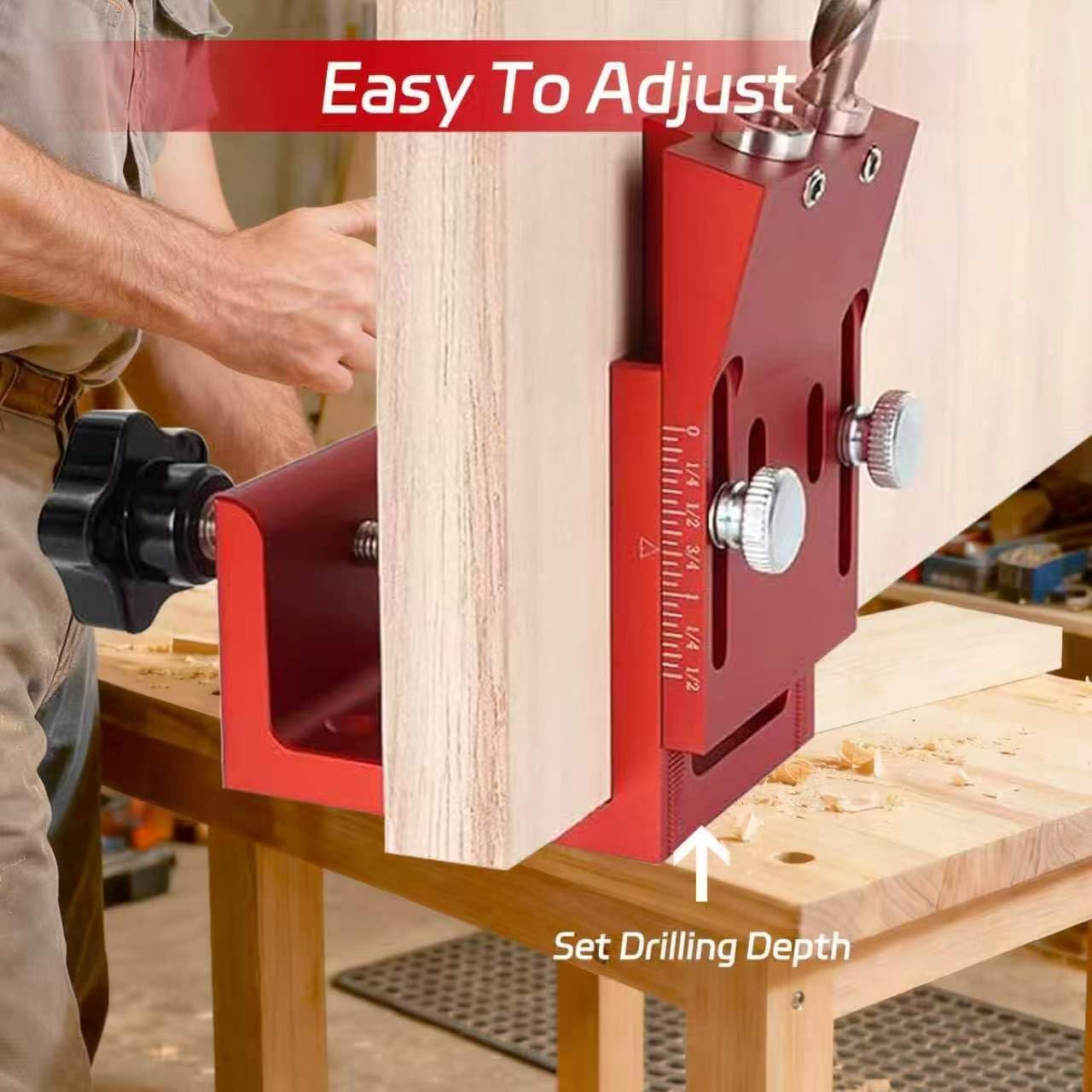 Pocket Hole Jig Kit, Adjustable Aluminum Pocket Hole System | Portable Screw Jig Set Guides Joint Carpentry Locator Woodworking Tools , Pocket Holes Tool 30PCS with Screws