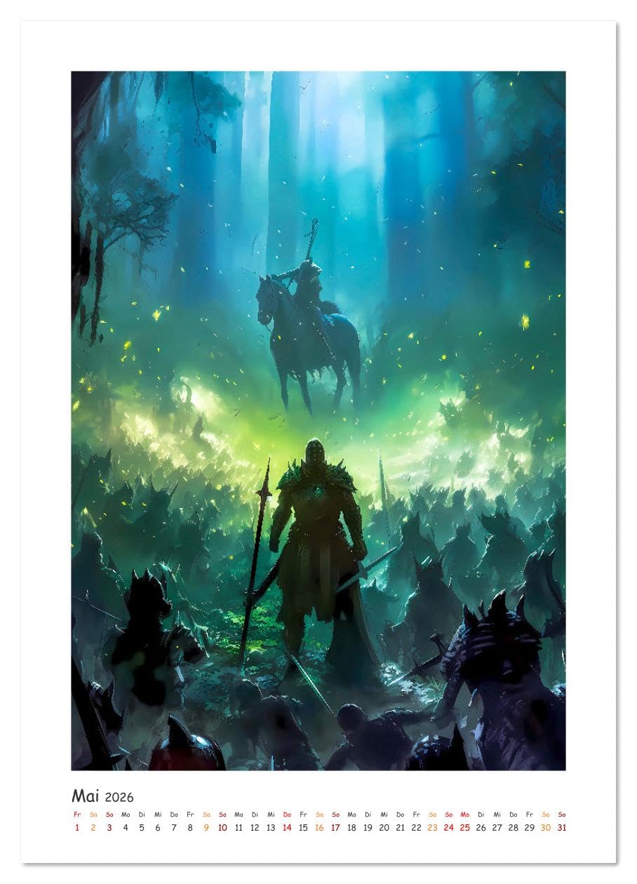 Die Drachenschlacht (hochwertiger Premium Wandkalender 2026 DIN A2 hoch), Kunstdruck in Hochglanz: Eine Bilder Geschichte über Ritter, Drachen und die große Liebe. (CALVENDO Wissenschaft)