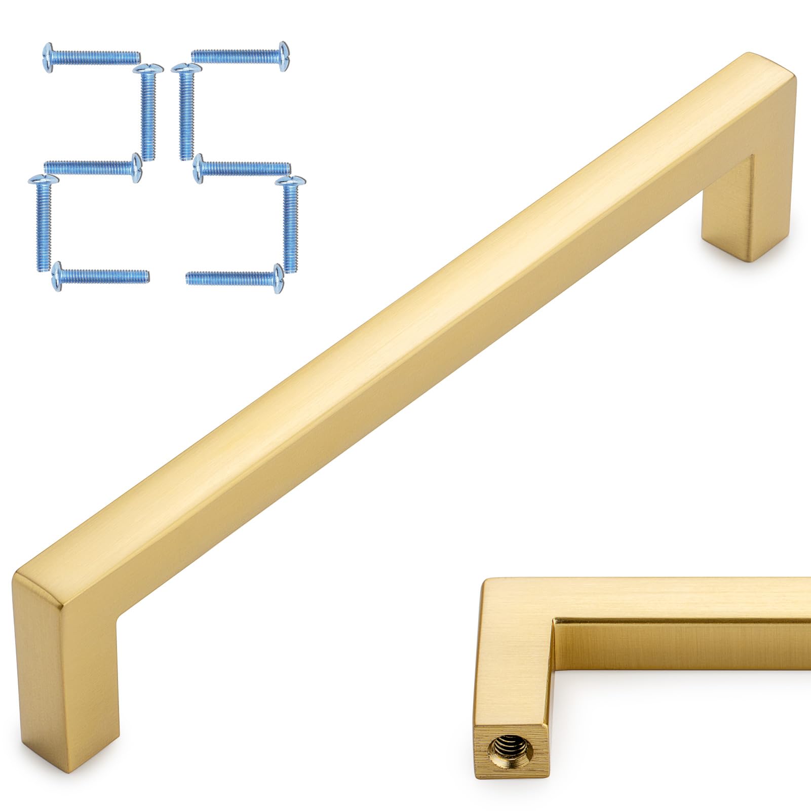 KOOFIZO 25 Pack 5 in Brushed Gold Cabinet Pulls, Gold Drawer Handles 1816