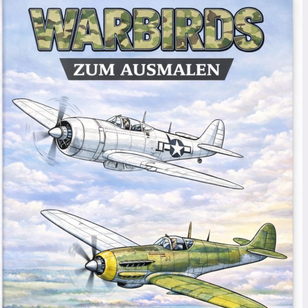 WARBIRDS - Buch zum Ausmalen: Historische Kampfflugzeuge aus dem Zweiten Weltkrieg – Detailreiche Ausmalbilder für Erwachsene und Kinder , Legendäre ... Ausmalbuch für Luftfahrt-Enthusiasten