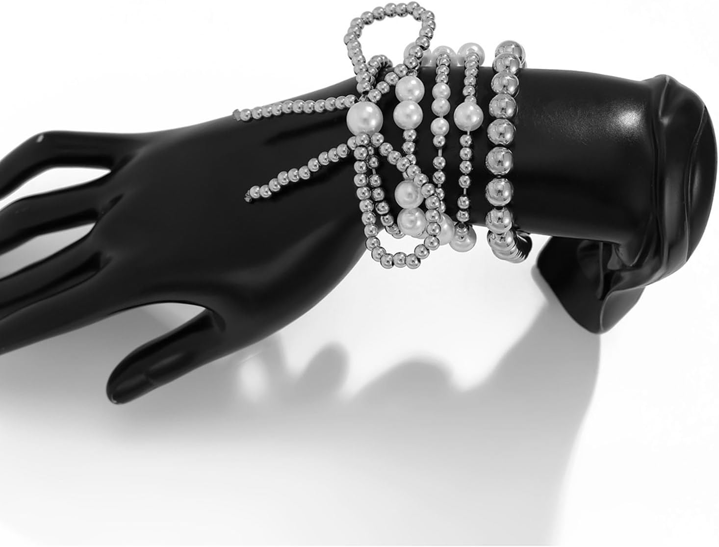 Gold Bow Bracelet for Women Stackable Beaded Bracelet Stretch Pearl Bow Bracelets for Women Jewelry - Image 5