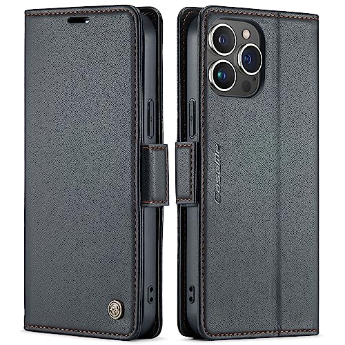 Housse iPhone 14 Pro Max portefeuille noir avec blocage RFID intégré