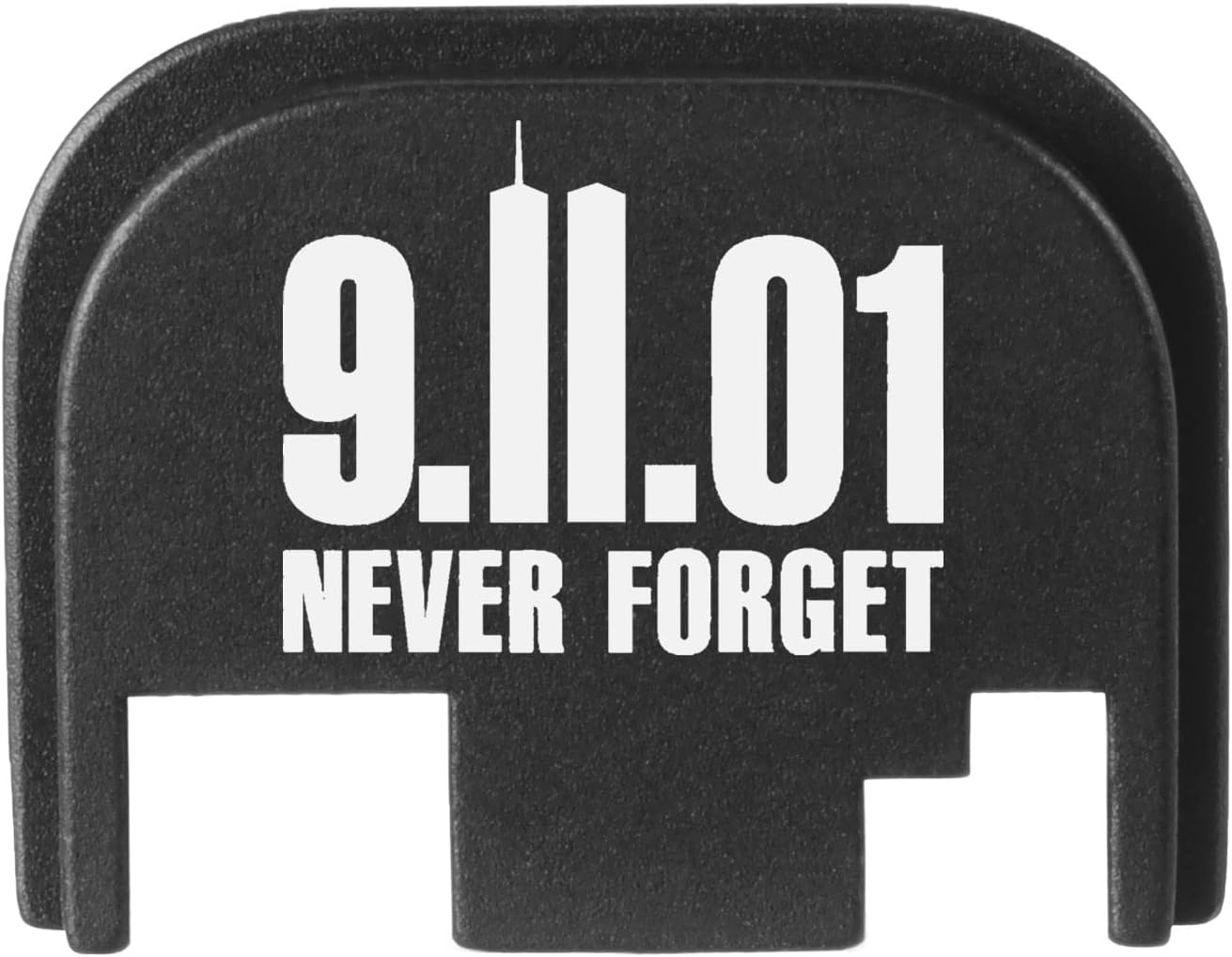 NDZ Performance Rear Slide Cover Back Plate for Glock Gen 1-4 Laser Engraved Hardcoat Anodized Aluminum in Black - 11 Towers Never Forget