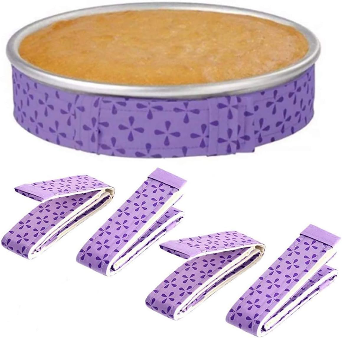 4 Pack BakeEven Strips, Thick Cotton Absorbent Bake Even Strip, Keep Cakes More Level and