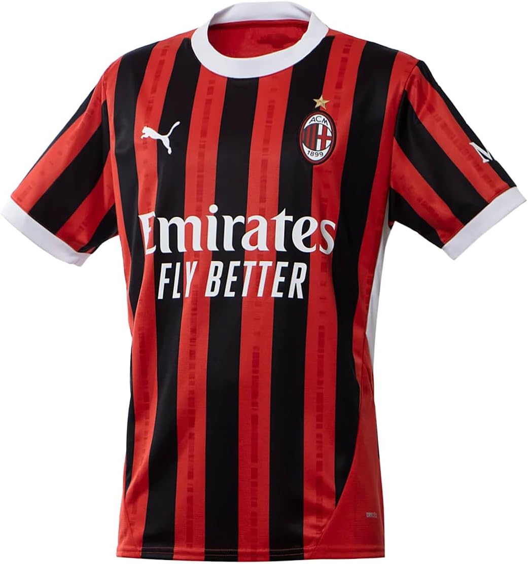 PUMA Mens Ac Milan Home Crew Neck Short Sleeve Jersey Casual - Red - Size XL