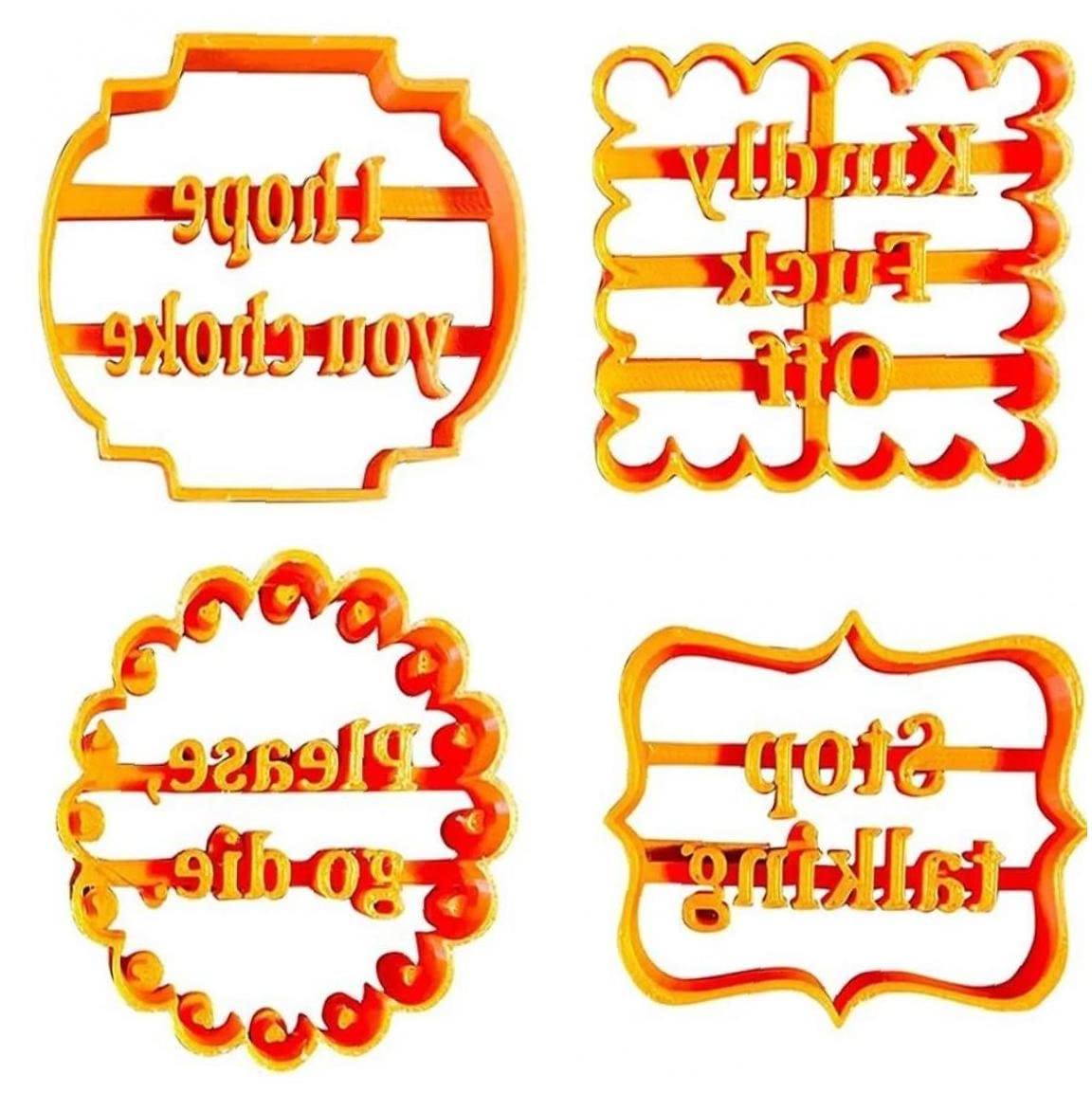 Ruluti Orange Cutters Fondant Cake Biscuit Moulds Set With Rude Sayings Cuss Words For Cookies Icing Sugarcraft Cake,