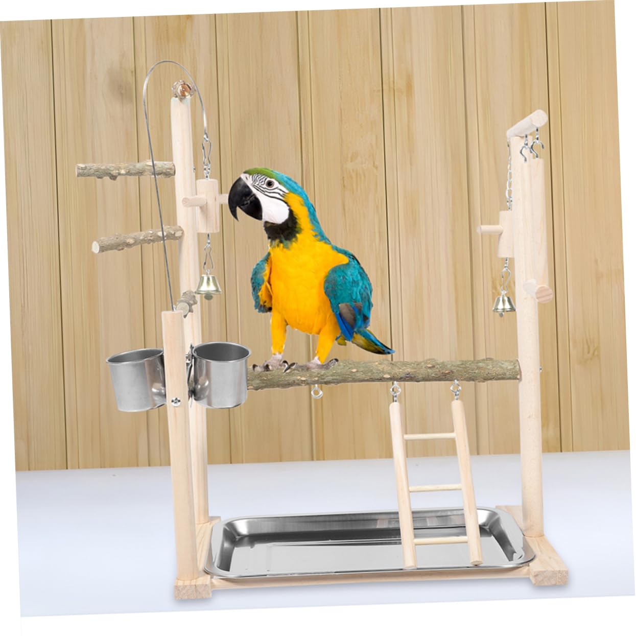 UKCOCO Supporto e Parco Giochi Interattivo Pappagalli per Plastico con Design Multifunzionale Trespolo da Terra Elegante per Pappagalli Domestici come Calopsite e Parrocchetti