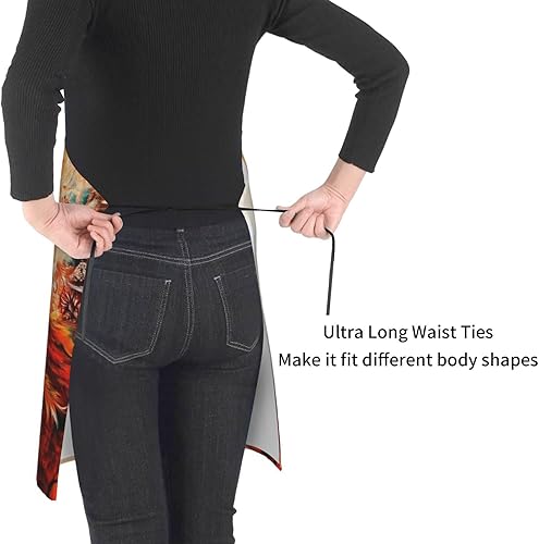 Miniatura 6 de Delantal impermeable con 2 bolsillos, delantales de chef de cocina, baberos para cocinar, hornear, pintura, jardinería, aseo