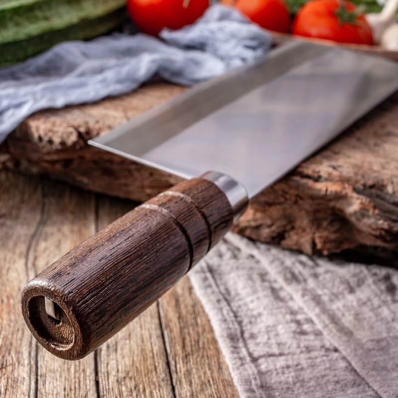 ROJADA Meat cleaver,Cleaver Knife 8 Inch Chinese Chef Knife 90Cr18Mov Sharp Meat Cleaver Slicing Cutting Stainless Steel Kitchen Knife (Color : B)