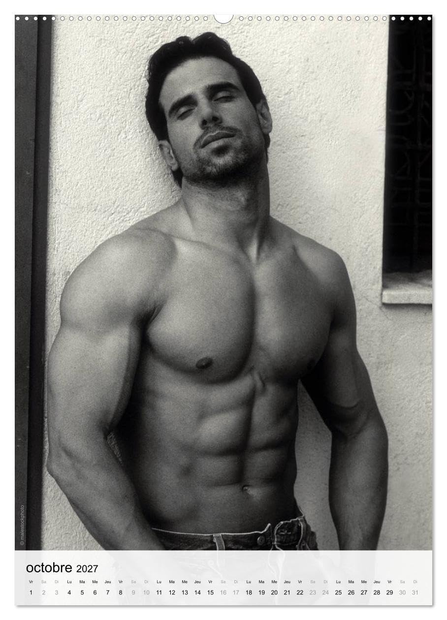 contrastes hommes (Calendrier mural haut de gamme 2027 DIN A2 horizontal), CALVENDO calendrier mensuel: Calendrier mensuel avec 13 photos en noir et blanc avec du nu artistique masculin