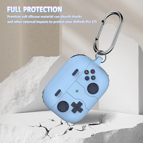 Miniatura 6 de R-fun Funda compatible con AirPods Pro de 21 generación con kit de limpieza, diseño clásico de consola de juegos portátil, funda protectora de