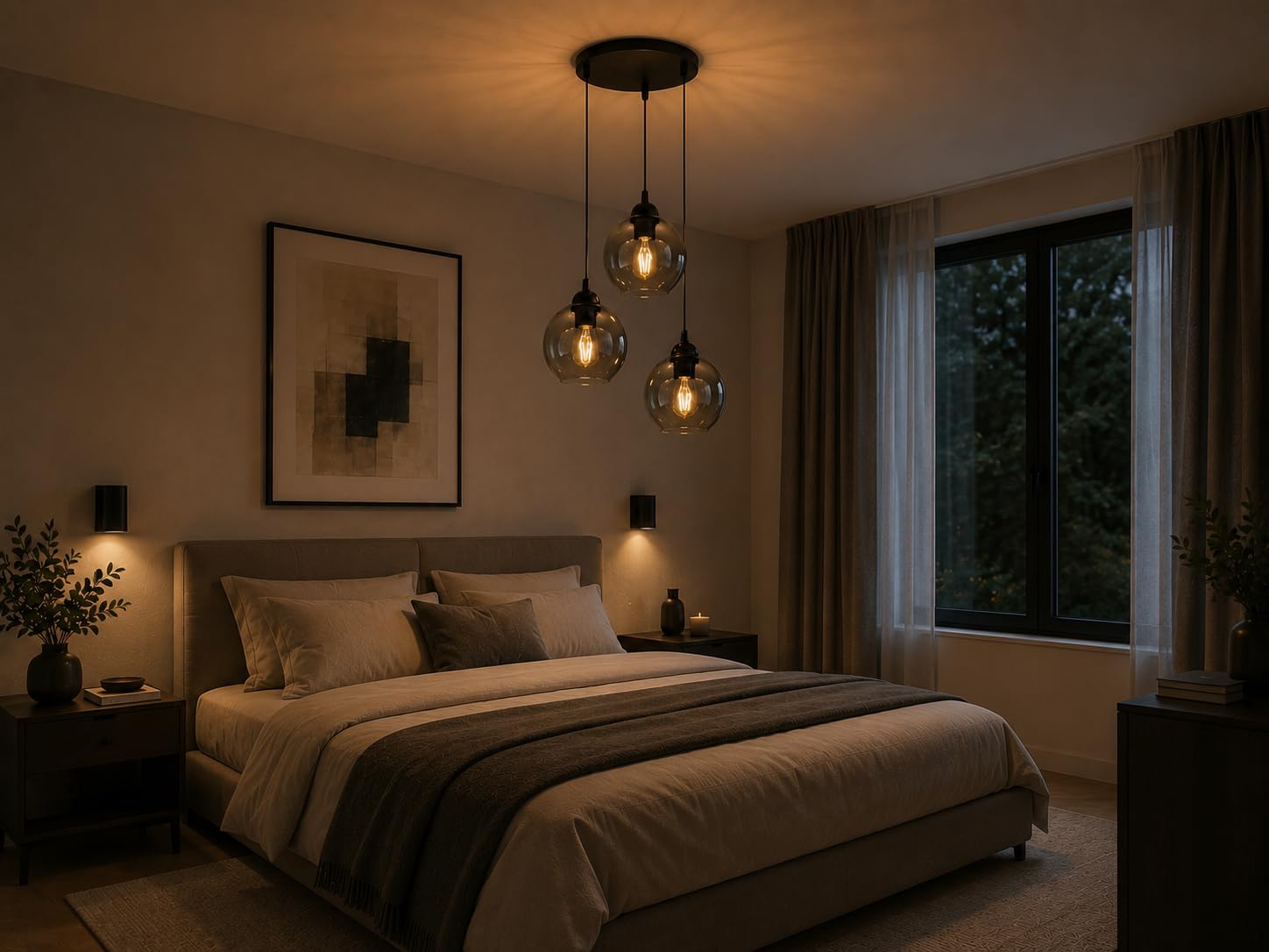 FKL DESIGN Home Deco Deckenlampe Pendellampe Hängelampe Wandlampe Tischlampe Leuchte Pendelleuchte Kugel Schwarz Lampe aus Serie N100 (ER3)