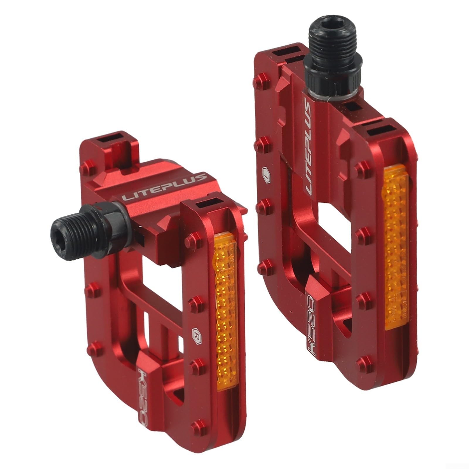 Vootnifig Foldable Bicycle Pedals Aluminum Alloy Anti-Slip Reflective Quick-Release Bike Pedals for MTB Folding Bikes 14mm Thread(red)