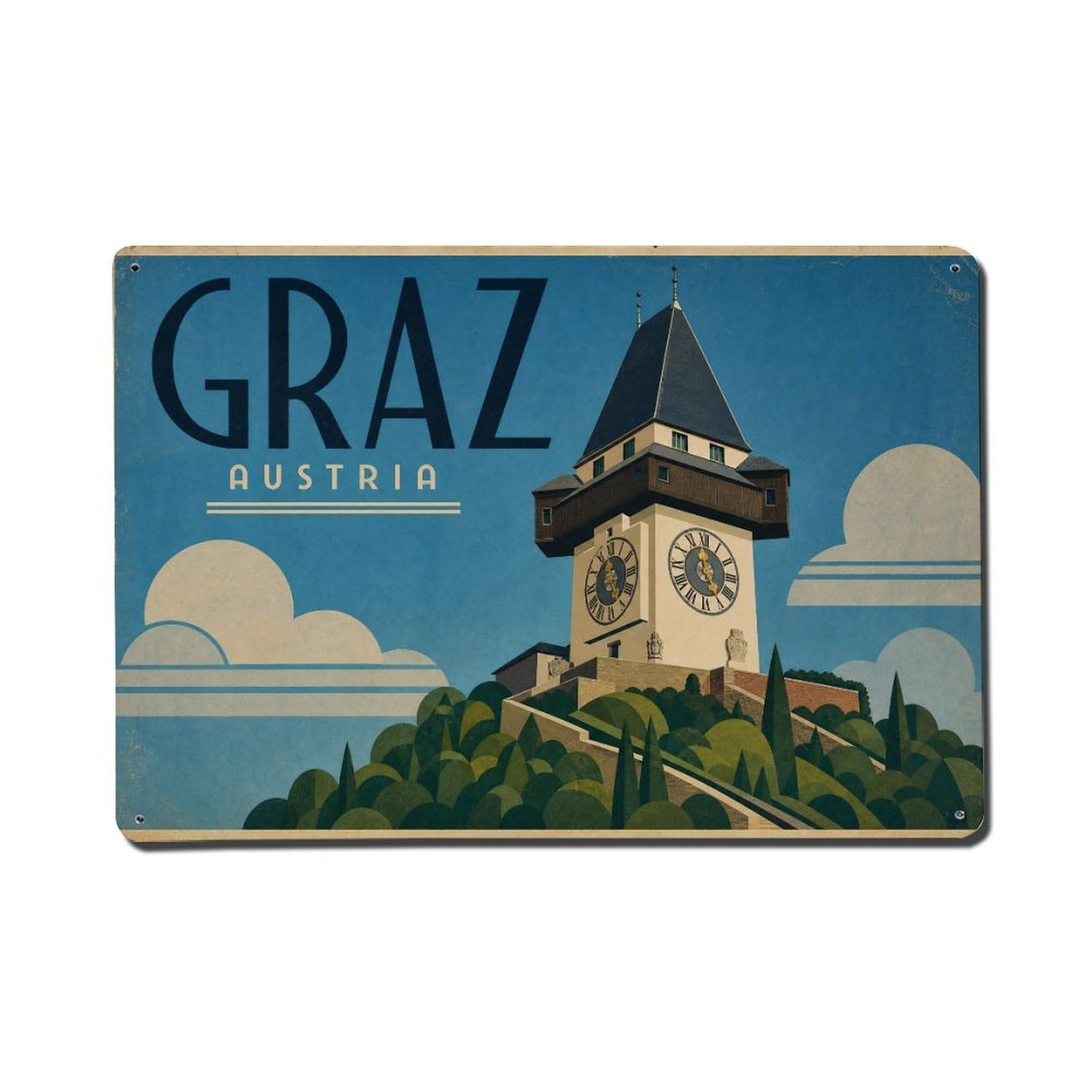 Travel Vintage Austria Graz Metal Tin Sign
