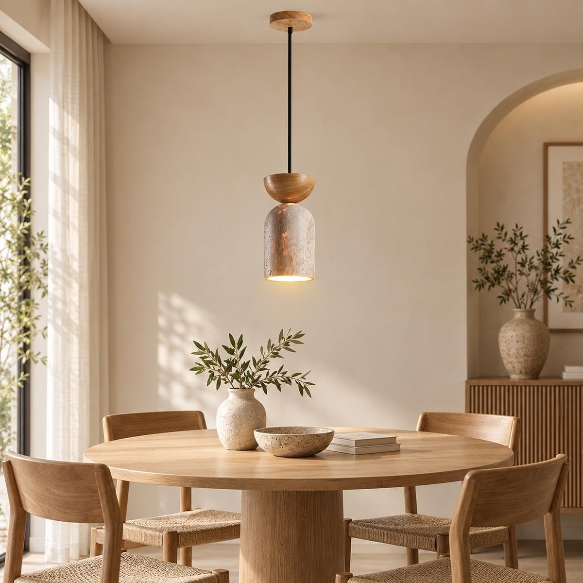 Lampada a sospensione moderna in travertino giallo for isola cucina