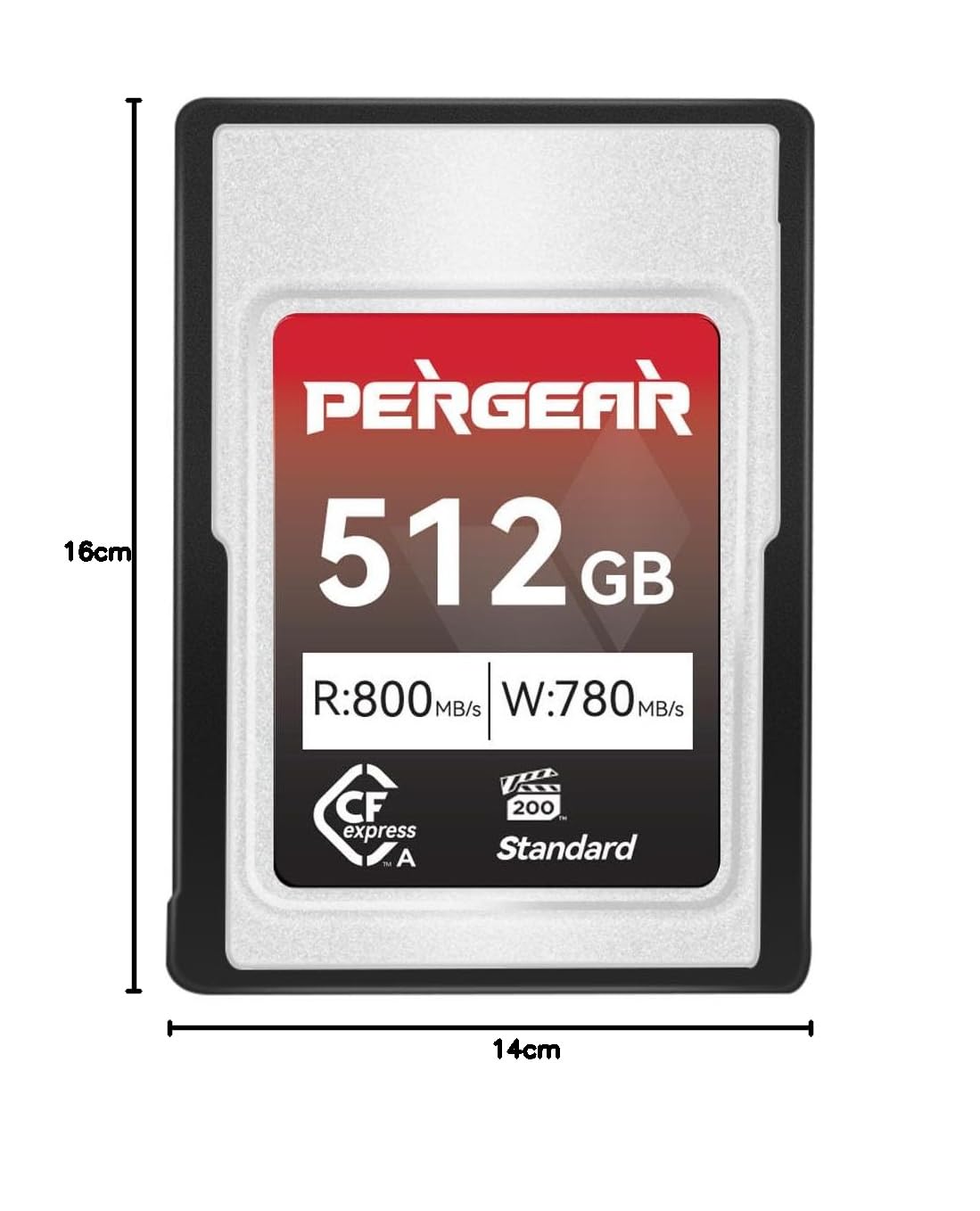 Pergear 512GB CFexpress Tipo A de Tarjeta de Memoria, Velocidad de Lectura de hasta 800 MB/s y Velocidad de Escritura de 780 MB/s para Grabación 4K 120P, 8K 30P, (Serie Estándar)