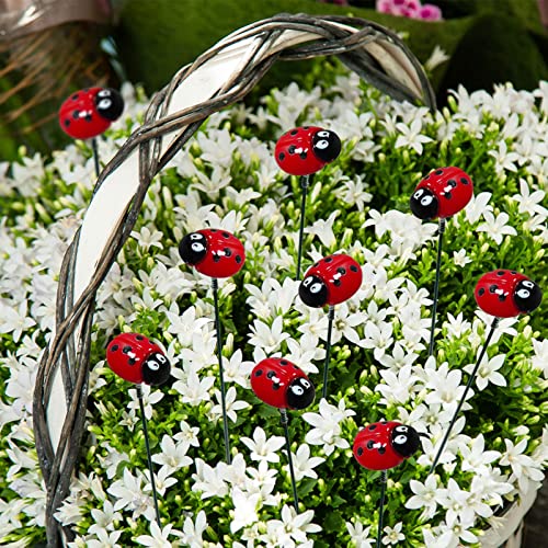 20Pcs Indoor Outdoor Garden Stakes Decoration Ladybug Yard Stakes Lawn Pathway Ornaments Waterproof Flower Pot Sticks Garden Stakes Decorative Outdoor #TOP3