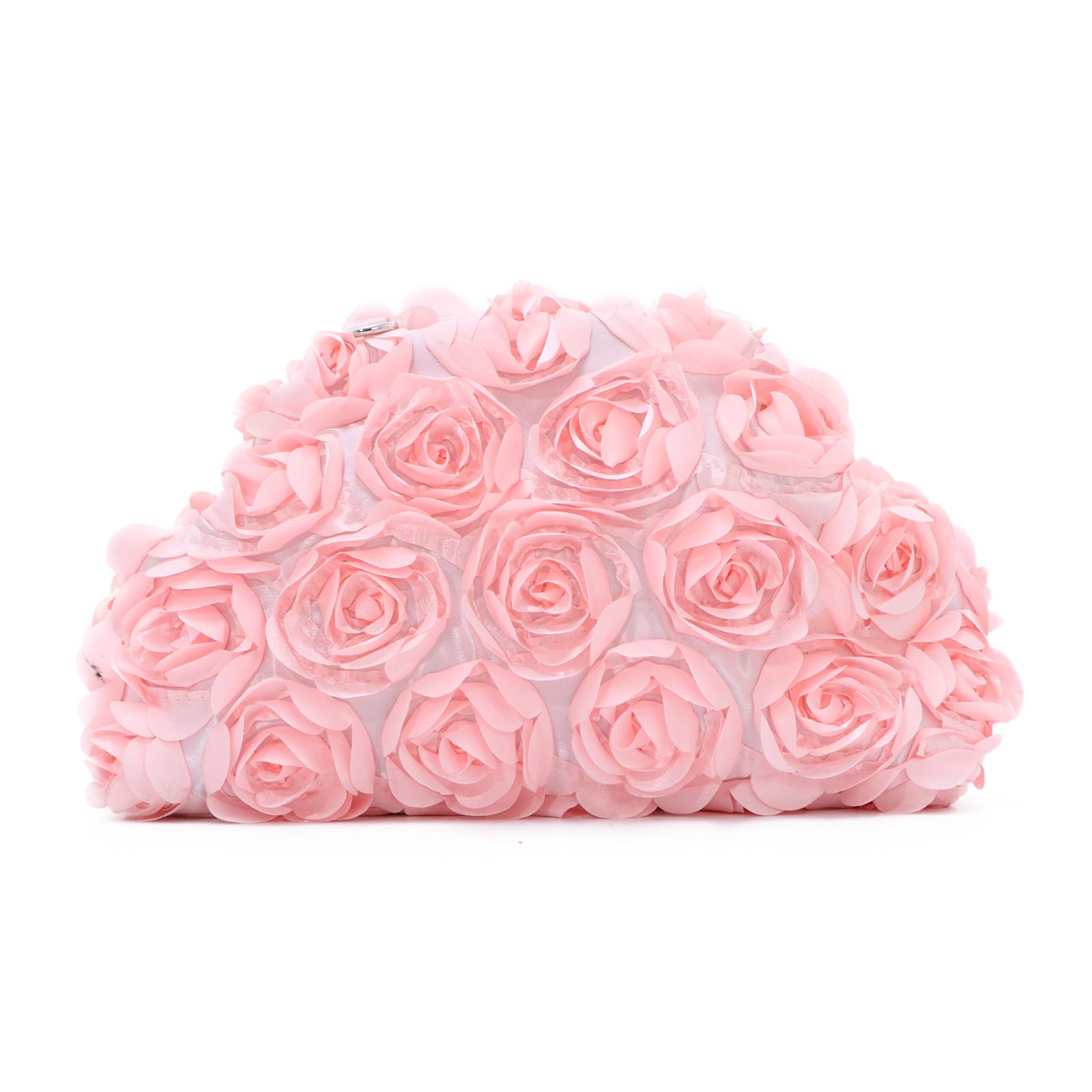 SUKUTU Flower Evening Bag Floral Clutch Bag Satin Handbag with Detachable Strap for Weeding Party Prom