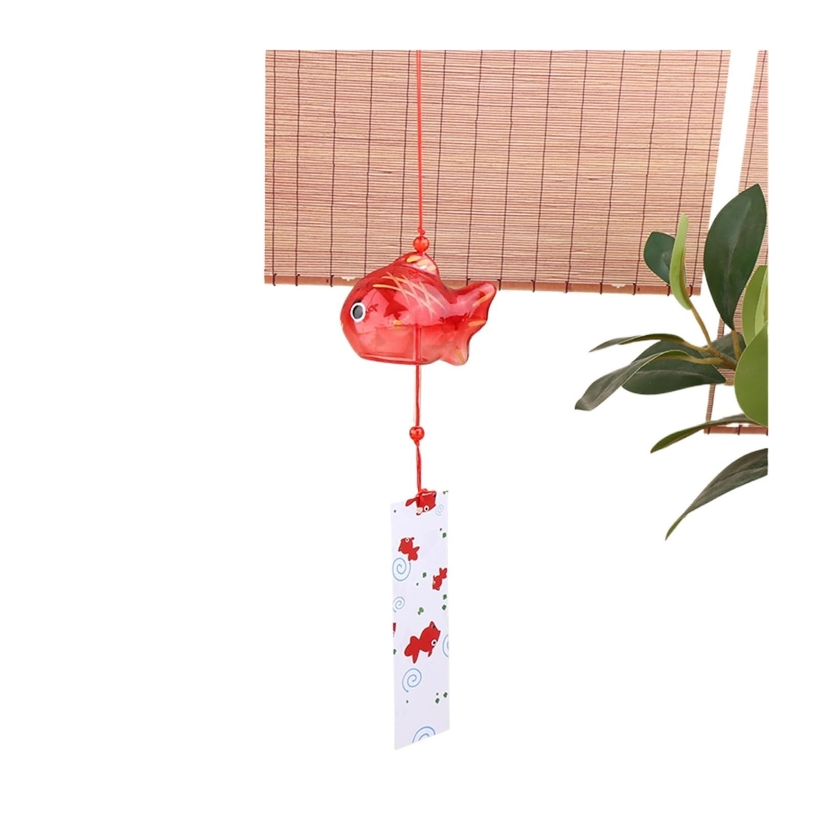 AFDHVTKLDR Wind Chimes Glass Goldfish Wind Chime S Style Hanging Pendant Garden Outdoor Decor Ornament(Red)