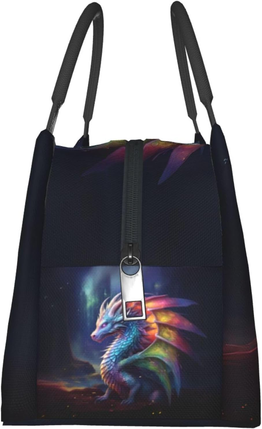 Colorful Fairy Dragon Insulated Lunch Box for Fantasy Art Lovers, Mythic Creature Illustration Tote Lunchbags, Reusable Cooler Lunchbox & Makeup Bag Gifts for Work, School, Picnic, Office - Image 3