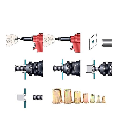 Miniatura 7 de Tuerca de remache, 110 piezas métricas M6 de acero al carbono de cabeza plana remachada roscada, cuerpo moleteado (M6-1.0), para decoración de