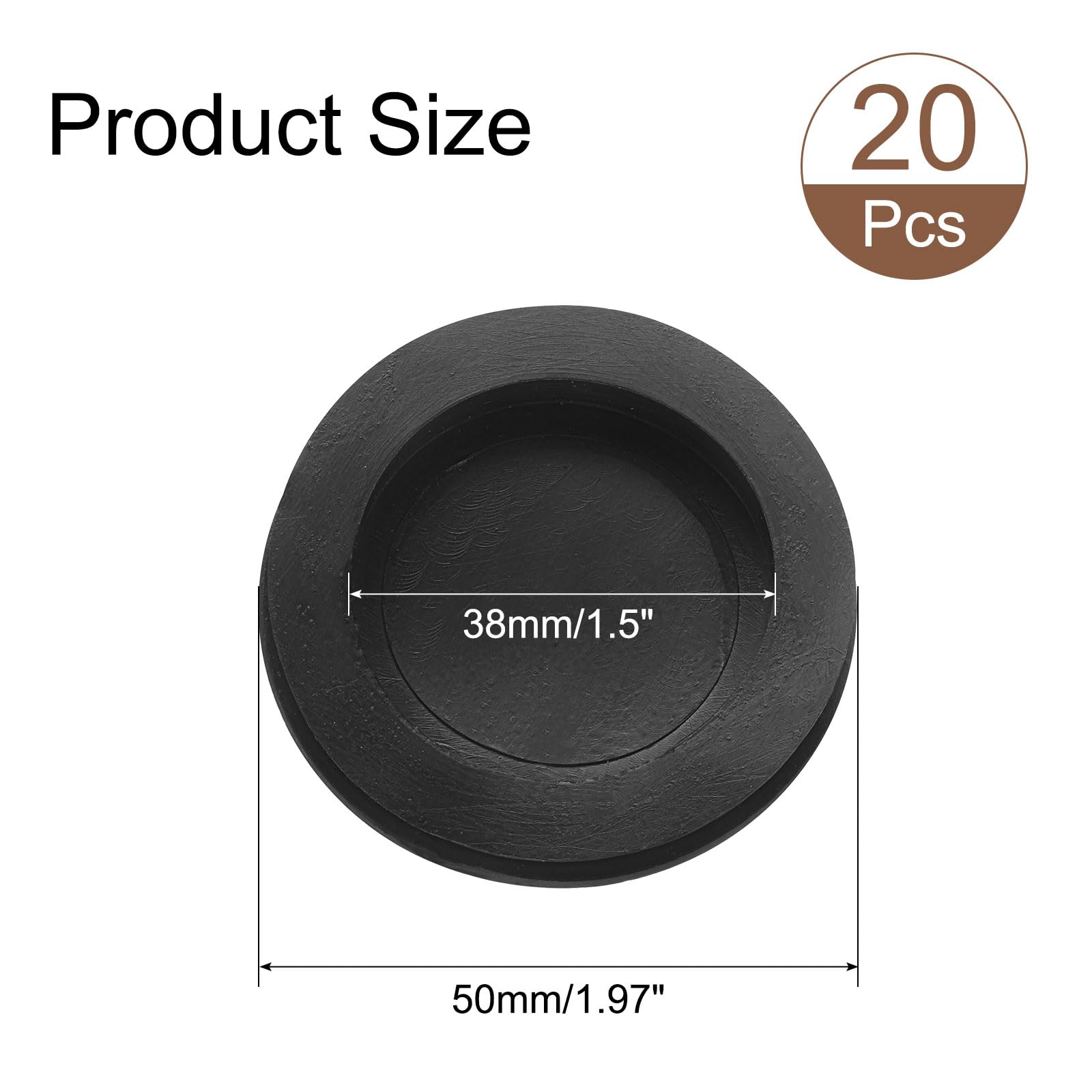 QUARKZMAN 20 Pz Tappo Salvadanaio 38 Mm/1.5" ID 50 Mm/1.97" OD Tappi Rotondi in Plastica per Scatola di Risparmio Sostituzione Tappo di Tenuta per Foro Salvadanaio, Nero