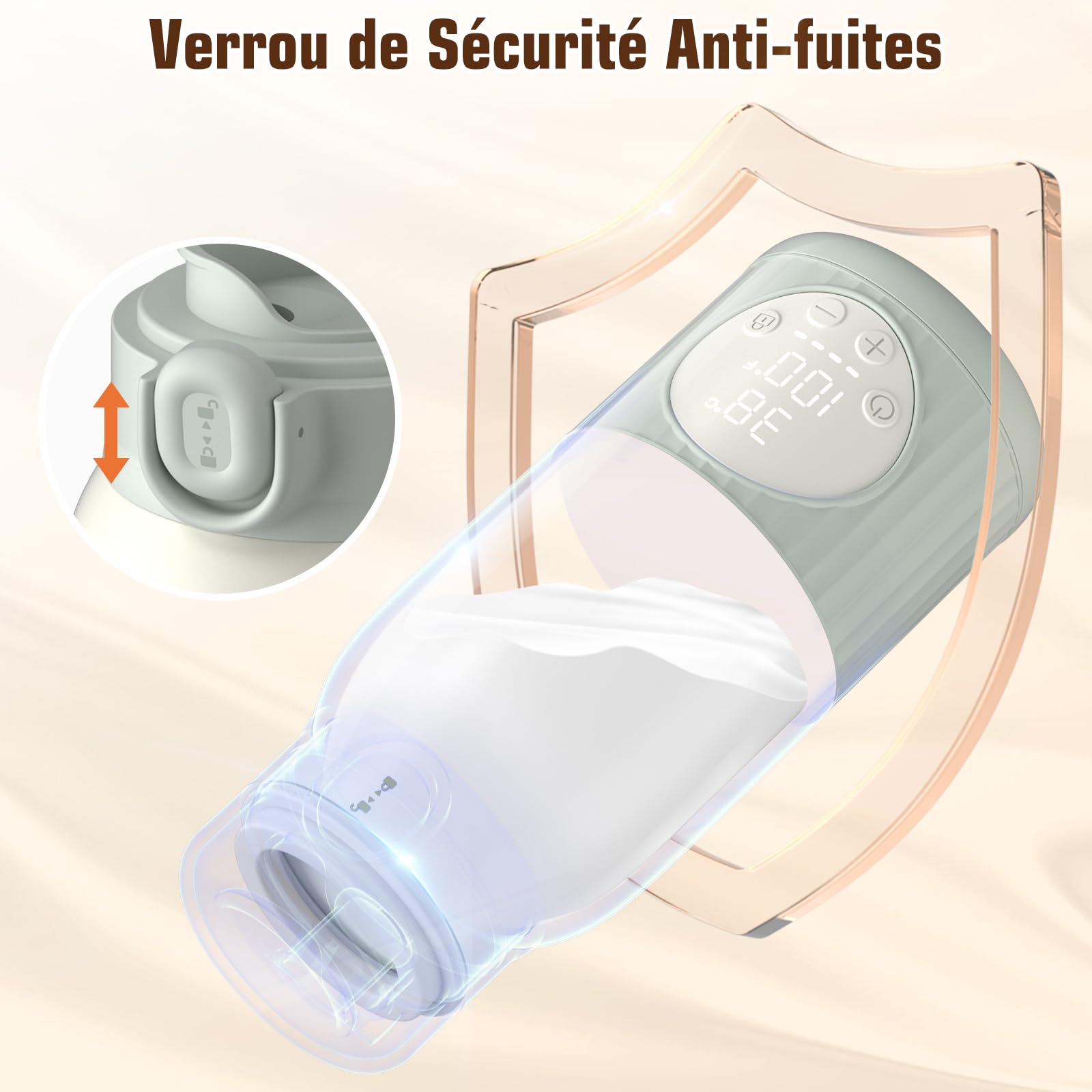 Chauffe Biberon Nomade pour Lait Maternel, Préparation pour Nourrissons ou Eau - Capacité de 385 ml, 100W Chauffage Rapide et Contrôle Précis de la Température Chauffe-Biberon