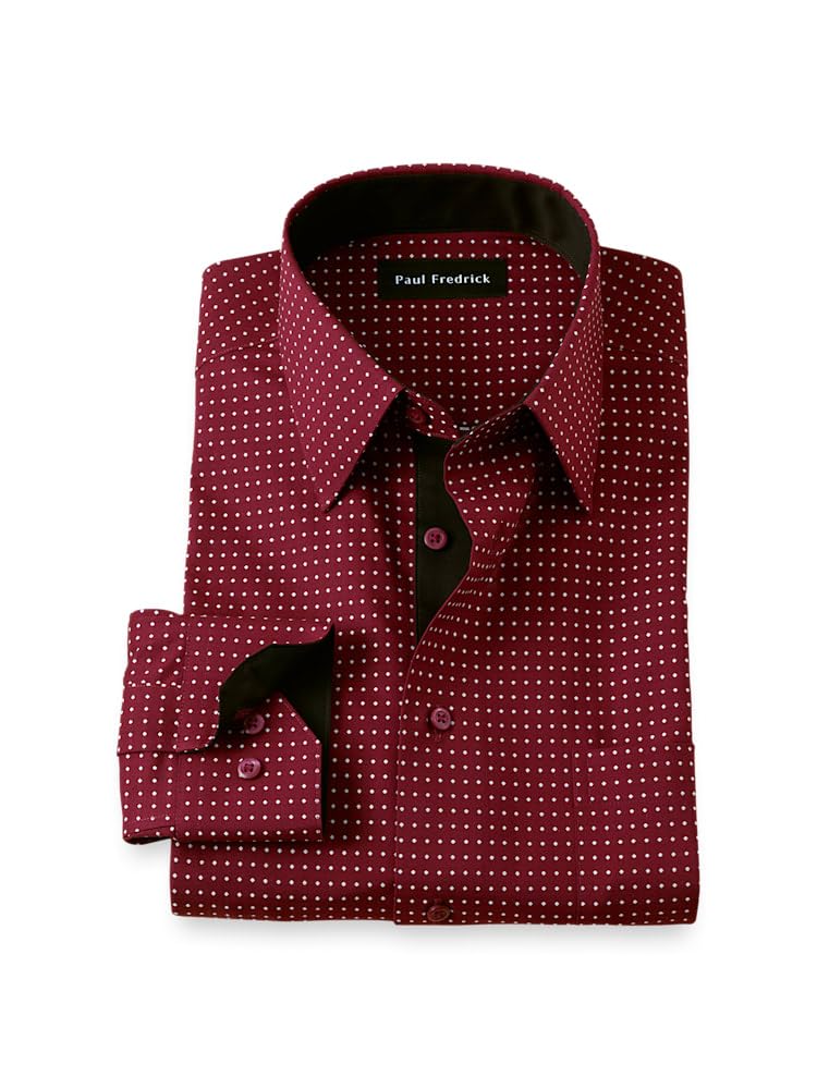 Paul Fredrick Mens Classic Fit Comfort Stretch Non-Iron Dot Dress Shirt