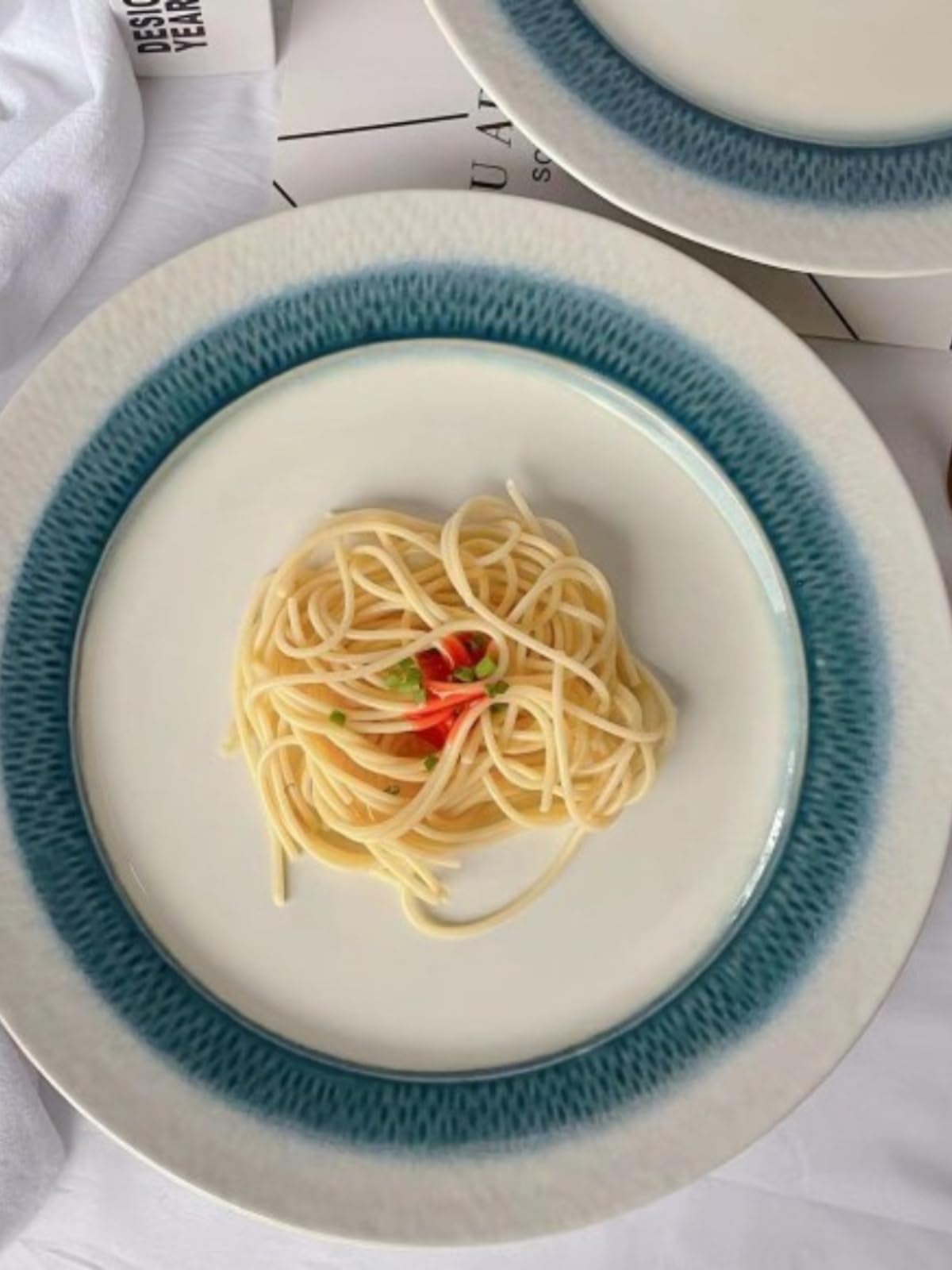 Platos para cocina de estilo europeo, plato de cena, plato de comedor en casa, plato de postre, plato de carne y pasta para comer (8 pulgadas, 7 piezas)