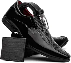 Kit Sapato Masculino Verniz + Cinto e Carteira